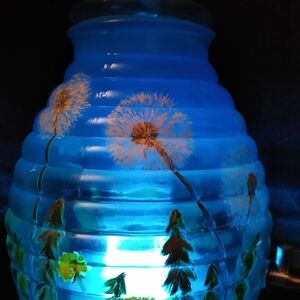 Blue Hand-Painted Glass Vase